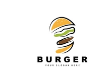 Burger Logo, Fast Food Design, Bread And Vegetables Vector, Fast Food Restaurant Brand Icon Illustration