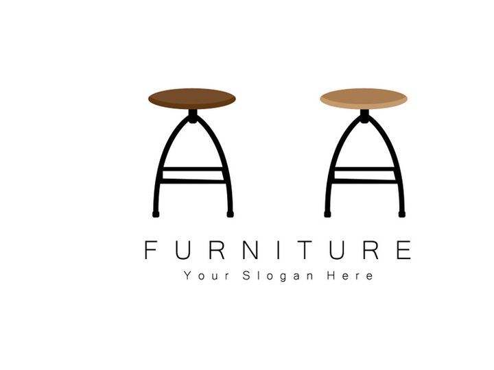 Furniture Logo Design, Home Furniture Illustration Table Icons, Chairs, Cupboards, Lamps