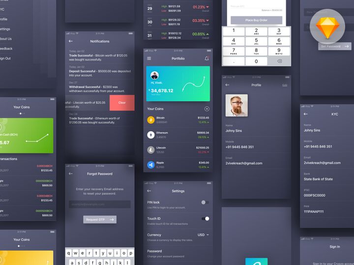 Crypto Wallet App Concept - Free UI Kit