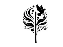 Pfauenfeder-Fächer mit Vogel-Vektorgrafik