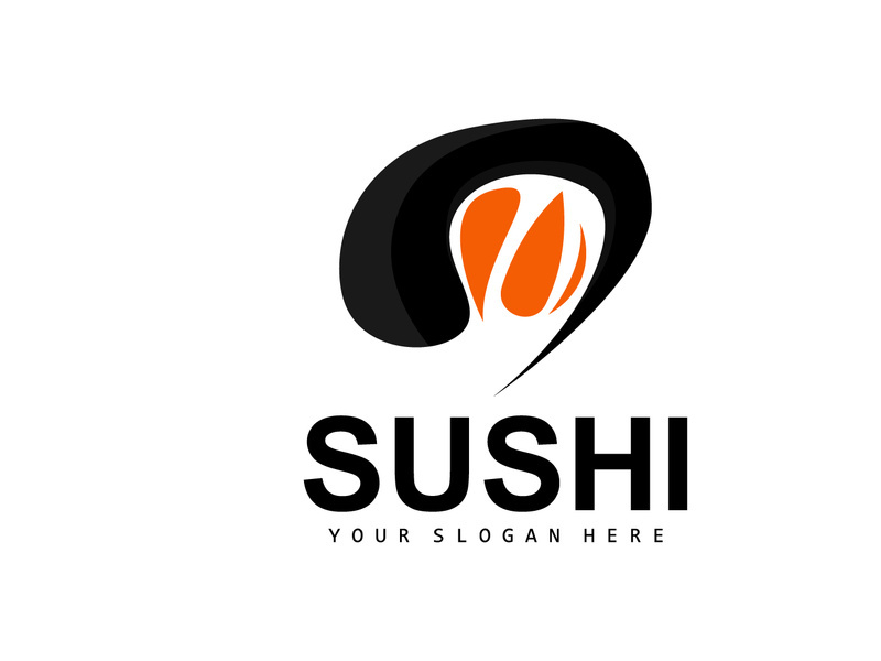 Sushi Logo, Japanese Food Sushi Seafood Vector