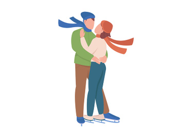 Young couple enjoy skating together semi flat color vector characters preview picture