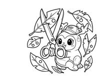 Cute robot cutting fish vector illustration flat design