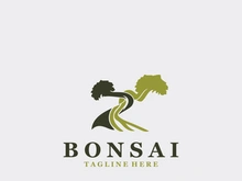 Bonsai Tree Logo Design template. vintage  illustration of aesthetic bonsai plants culture