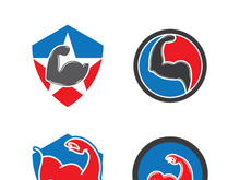 Arm muscle silhouette logo biceps icon vector illustration