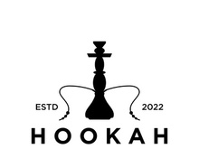 Isolated vintage hookah, shisha or waterpipe logo for club, bar, cafe and shop.