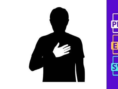 Man Silhouette Heart Hand Loyalty Patriotism White Background