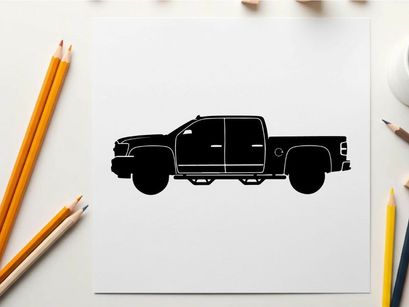 Silhouette of a pickup truck with a double cab silhouette