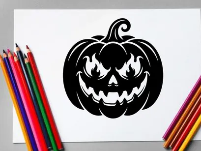 Spooky Halloween Pumpkin with Menacing Jack-o'-Lantern Face