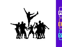Silhouette of a group of dancers in dynamic poses