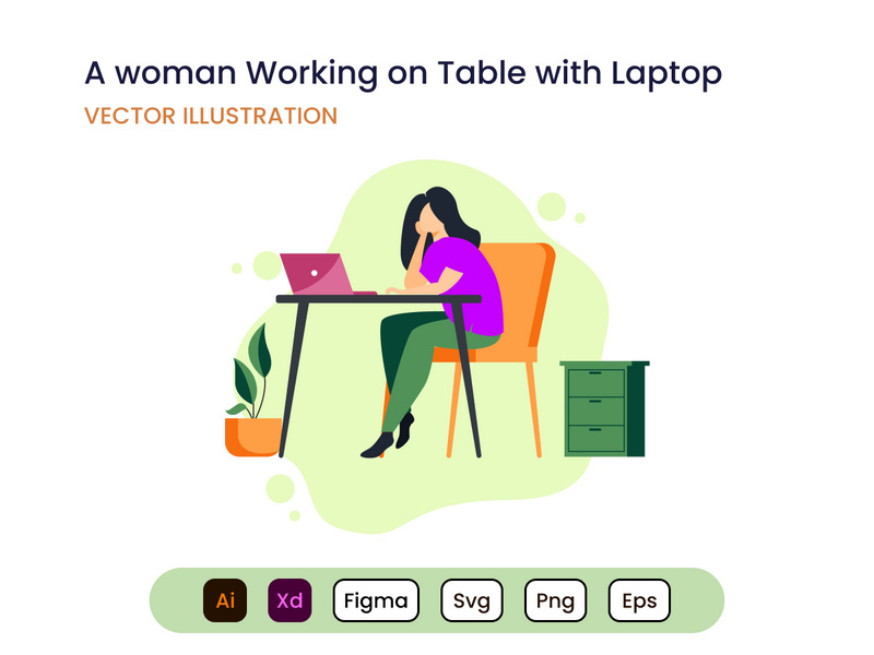 A Woman Working on Table