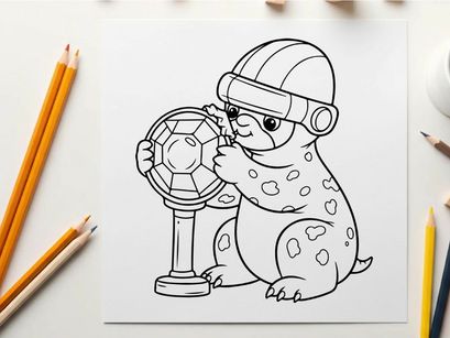 Cute robot scientist holding magnifier vector illustration