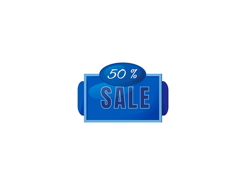 Half price sale blue vector board sign illustration