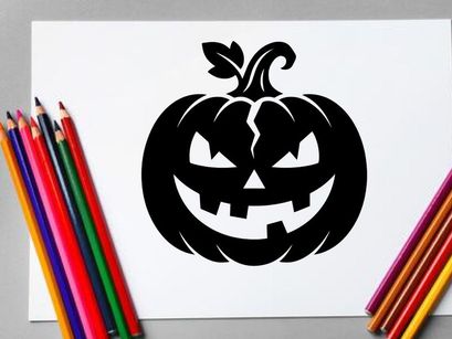 Halloween Pumpkin with Carved Jack-o'-Lantern Face for Fall Decor