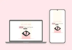 Valentine's 404 Page Not Found Vector Illustration.