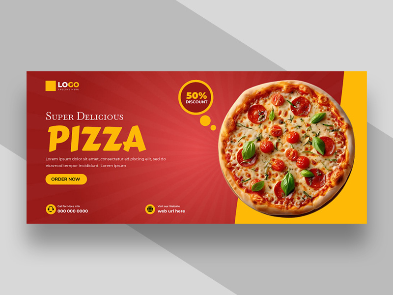 Food Menu and Delicious Pizza Facebook Cover Ver-1