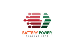 Battery Logo Design, Technology Charging Illustration, Company Brand Vector