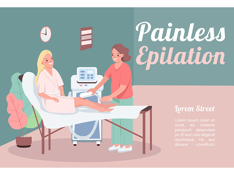 Painless epilation banner flat vector template