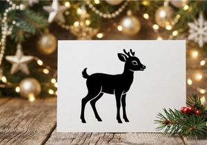 Silhouet hitam rusa lucu, ikon rusa Natal dengan latar belakang putih