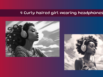 Curly haired girl wearing headphones preview picture