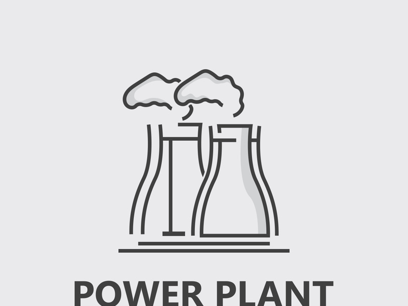 Power plant vector icon. Nuclear cooling Factory sign. Industry symbol. Simple isolated logo