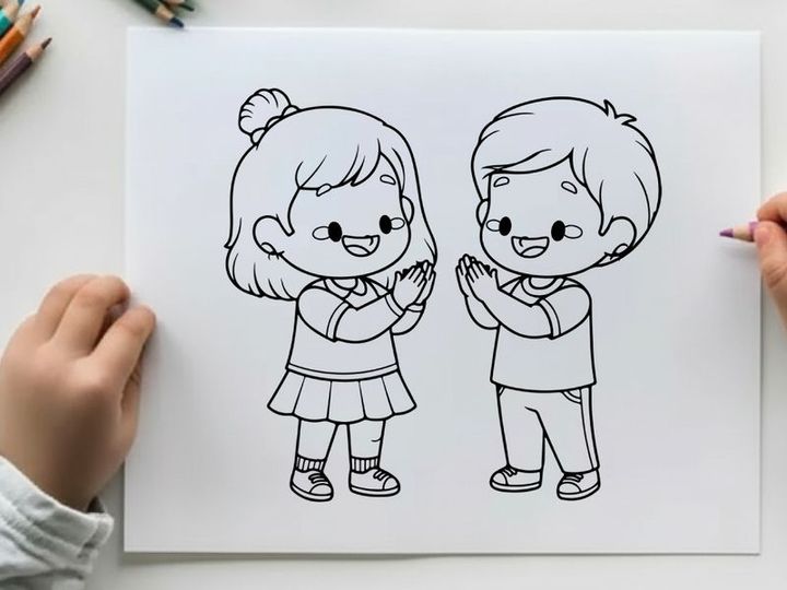 Children playing happy friendship vector illustration flat design