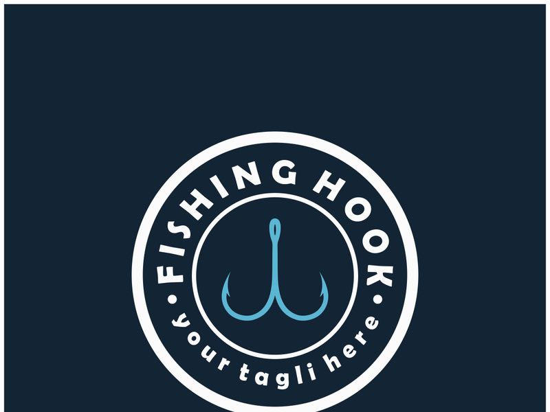 fishing hook logo design, fishing bait, fishing shop, tournament, angler, fishing community