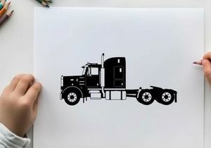Silhouette of a semi truck tractor unit with sleeper cabin