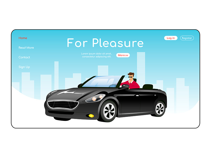 For pleasure landing page flat color vector template
