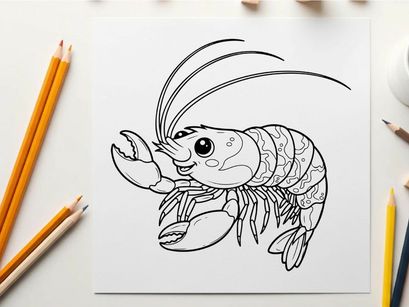 Cute cartoon shrimp swimming vector illustration flat design
