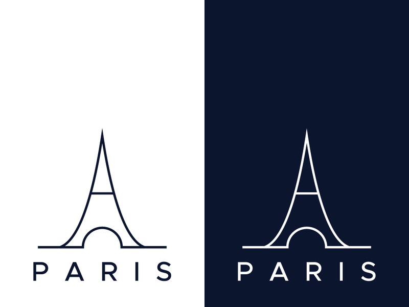 Eiffel Tower building logo design with a creative concept.