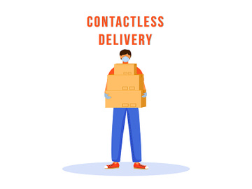 Contactless delivery flat color vector faceless character preview picture