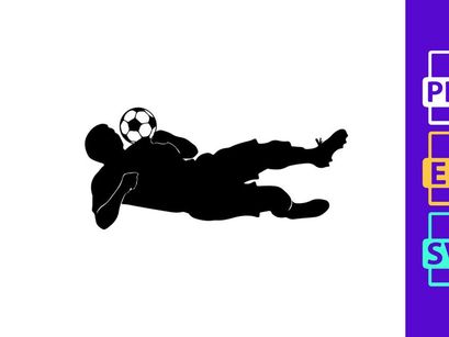 Soccer goalkeeper diving to save a ball in a match