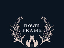 Floral frame flower round shape emblem logotype isolated on white background, leaves luxury linear logo circle style boutique