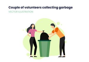 Couple collecting garbage