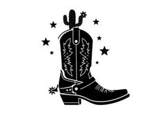 Western cowboy boot silhouette with cactus and stars