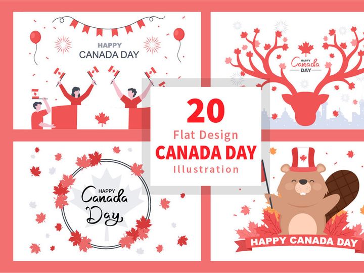 20 Happy Canada Day Celebration Illustration