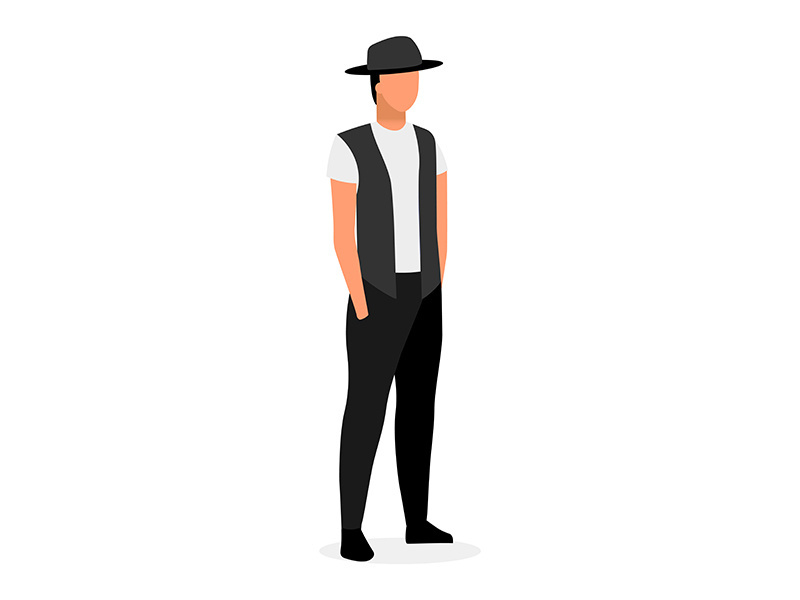 Hipster young man flat vector illustration