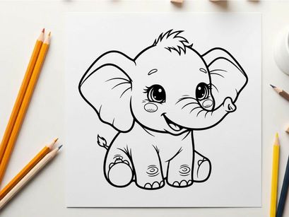Cute baby elephant smiling vector illustration flat design