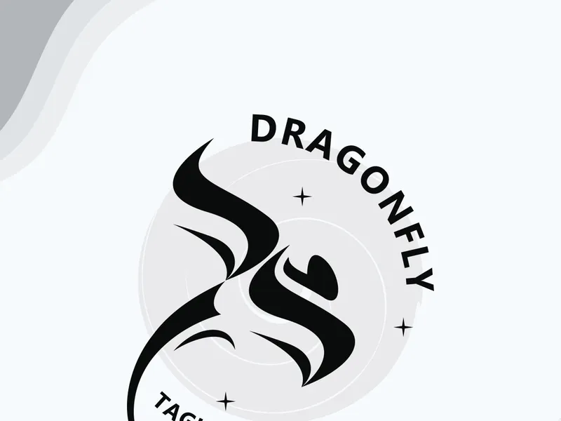 Dragonfly logo design modern and elegant minimalist color style monoline illustration