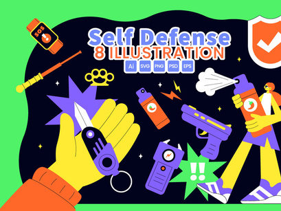 8 Self Defense Vector Illustration