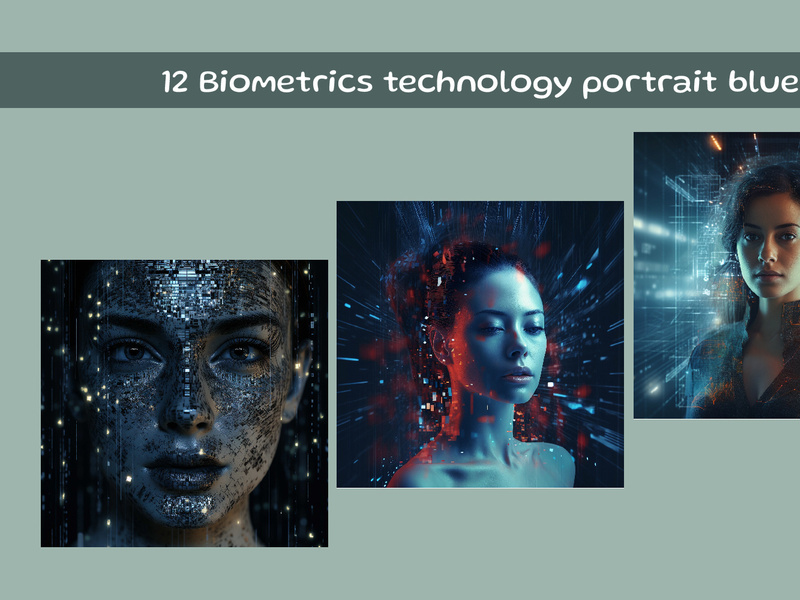Biometrics technology portrait blue