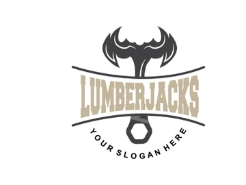 Ax Logo, Wood Cutting Tool Black Silhouette, Lumberjack Vector preview picture