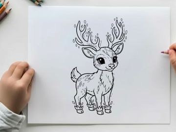 Cute deer with antlers vector illustration flat design preview picture