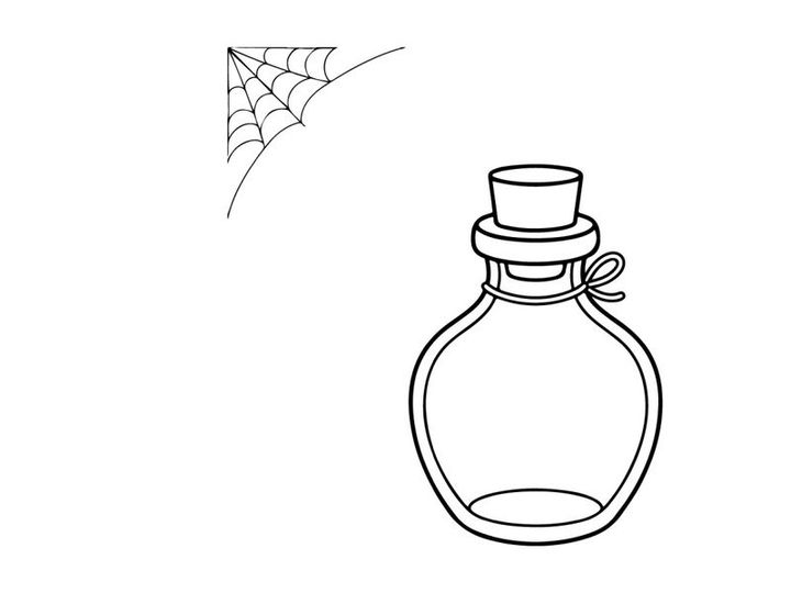 Botol kaca kosong dengan sumbat gabus terisolasi di atas latar putih. Kontainer vintage minimalis untuk minyak esensial, parfum, atau elemen desain apotek.