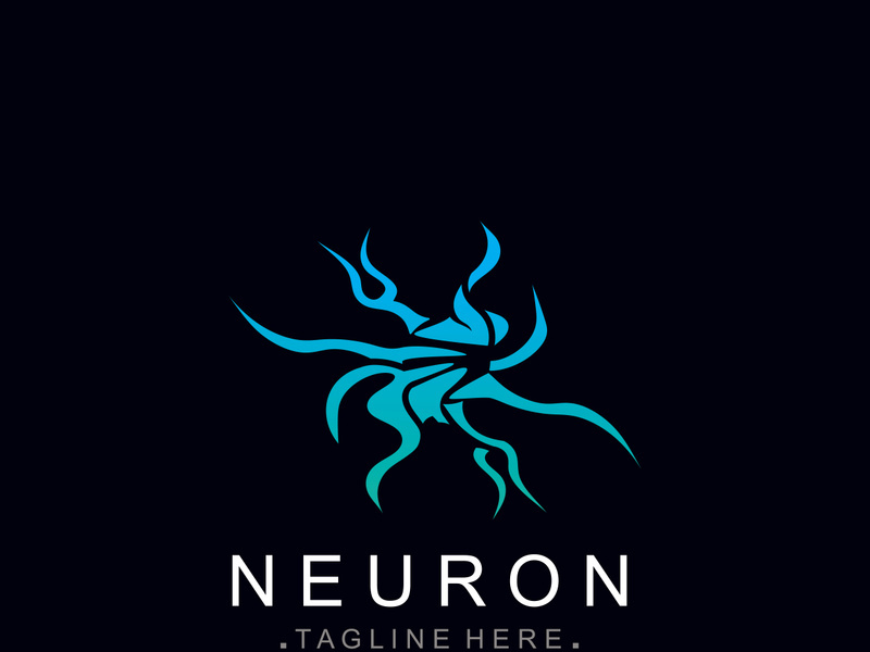 Neuron logo or nerve cell healthy abstract molecule design template