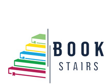 book stairs logo, or library for bookstores, book companies, publishers, encyclopedias, libraries, education, digital books, vectors