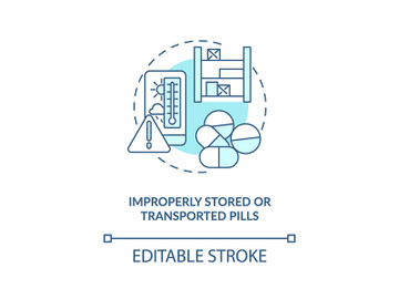 Improperly stored or transported pills concept icon preview picture