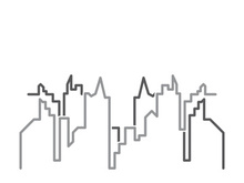 Modern city skyline icon silhouette vector illustration design