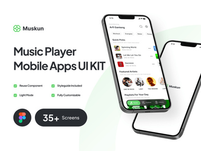 Musicor UI Kit v1.0 - The Music player uikit by uilarax